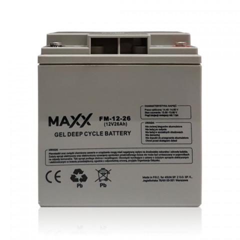 AKUMULATOR ŻELOWY MAXX 12-FM-26 26AH 12V