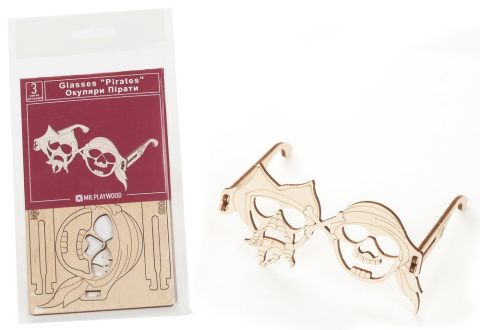 Okulary Pirat Drewniane Puzzle 3D Mr.Playwood