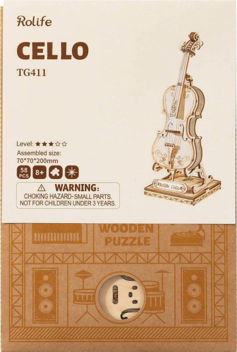 Wiolonczela Drewniane Puzzle 3D ROBOTIME