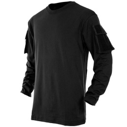 Koszulka taktyczna BLACK z rzepami długi rękaw